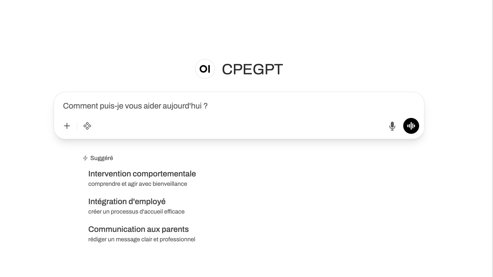 Interface CPEGPT - Assistant IA pour CPE